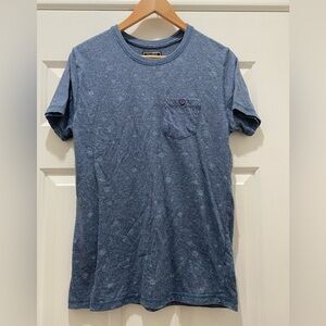 Creative Destruction Blue Water Color Shirt with One Button Pocket, size Large
